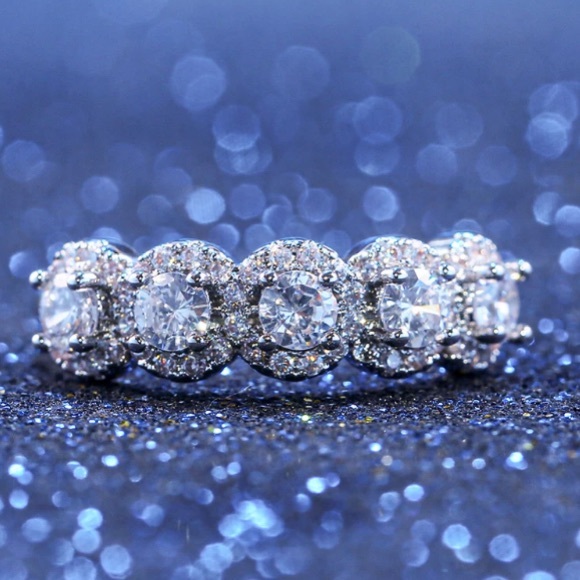 Sterling silver diamond eternity band ring - Picture 3 of 7